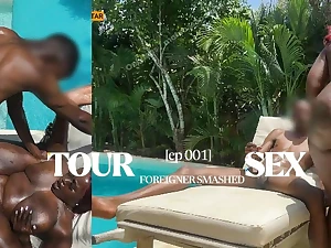 Mombasapornstar's big tits bounce as A she gets pounded by a huge outrageous cock at a disgorge pool